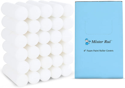 4 Inch Foam Paint Roller Covers, 10-Pack for Cabinets & Doors