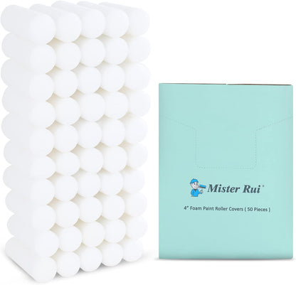 4 Inch Foam Paint Roller Covers, 10-Pack for Cabinets & Doors