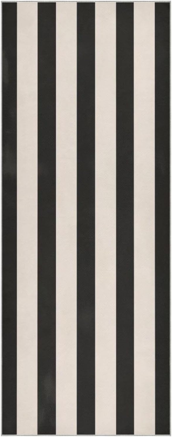 Black White Stripe Yoga Mat Towel 73"x27" Suede Surface Non-Slip Yoga Towel for Hot Yoga, Pilates and Workout, Machine Washable