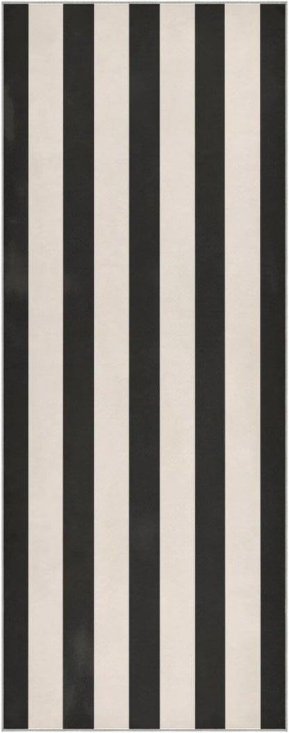 Black White Stripe Yoga Mat Towel 73"x27" Suede Surface Non-Slip Yoga Towel for Hot Yoga, Pilates and Workout, Machine Washable