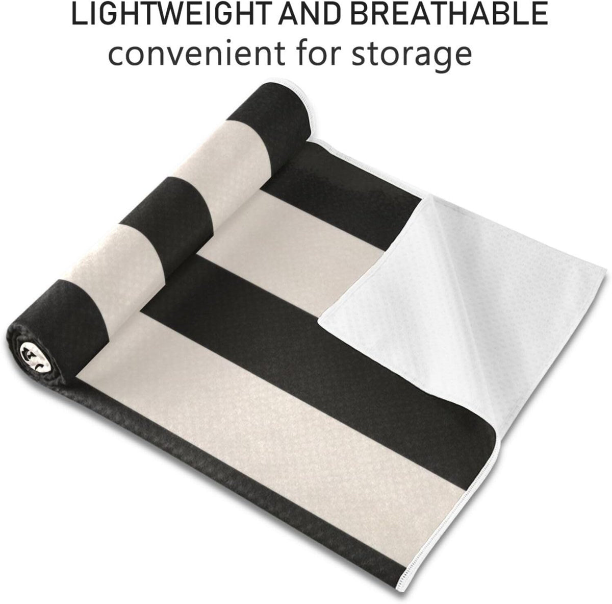 Black White Stripe Yoga Mat Towel 73"x27" Suede Surface Non-Slip Yoga Towel for Hot Yoga, Pilates and Workout, Machine Washable