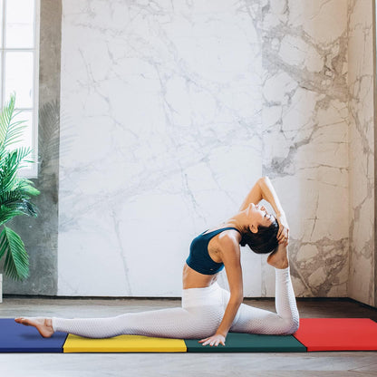 4 Pannel Folding Exercise Mat, 2 Inch Thick Gymnastics Mat 8’x4’, Gym Mat with Carrying Handles for MMA Yoga Stretching Gymnastics and Home Gym
