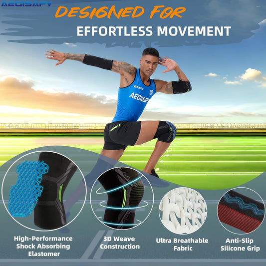 Knee Pads Brace for Men Women – Protective Gear for Volleyball, Basketball, Football, Yoga, Skating, Skateboard, Scooter & Bike – 2 Pack Breathable Knee Guards for Active Workouts