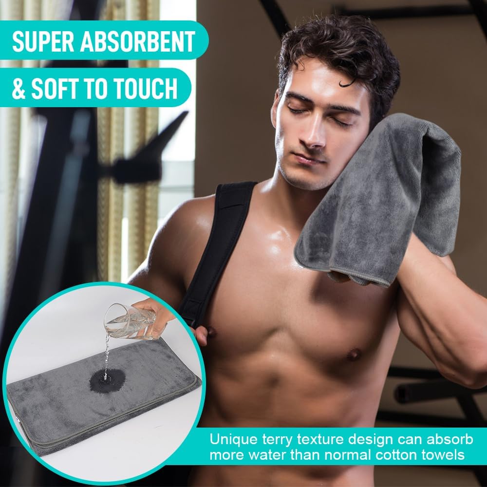 Microfiber Gym Towels, Workout Sweat Towel 16x32In