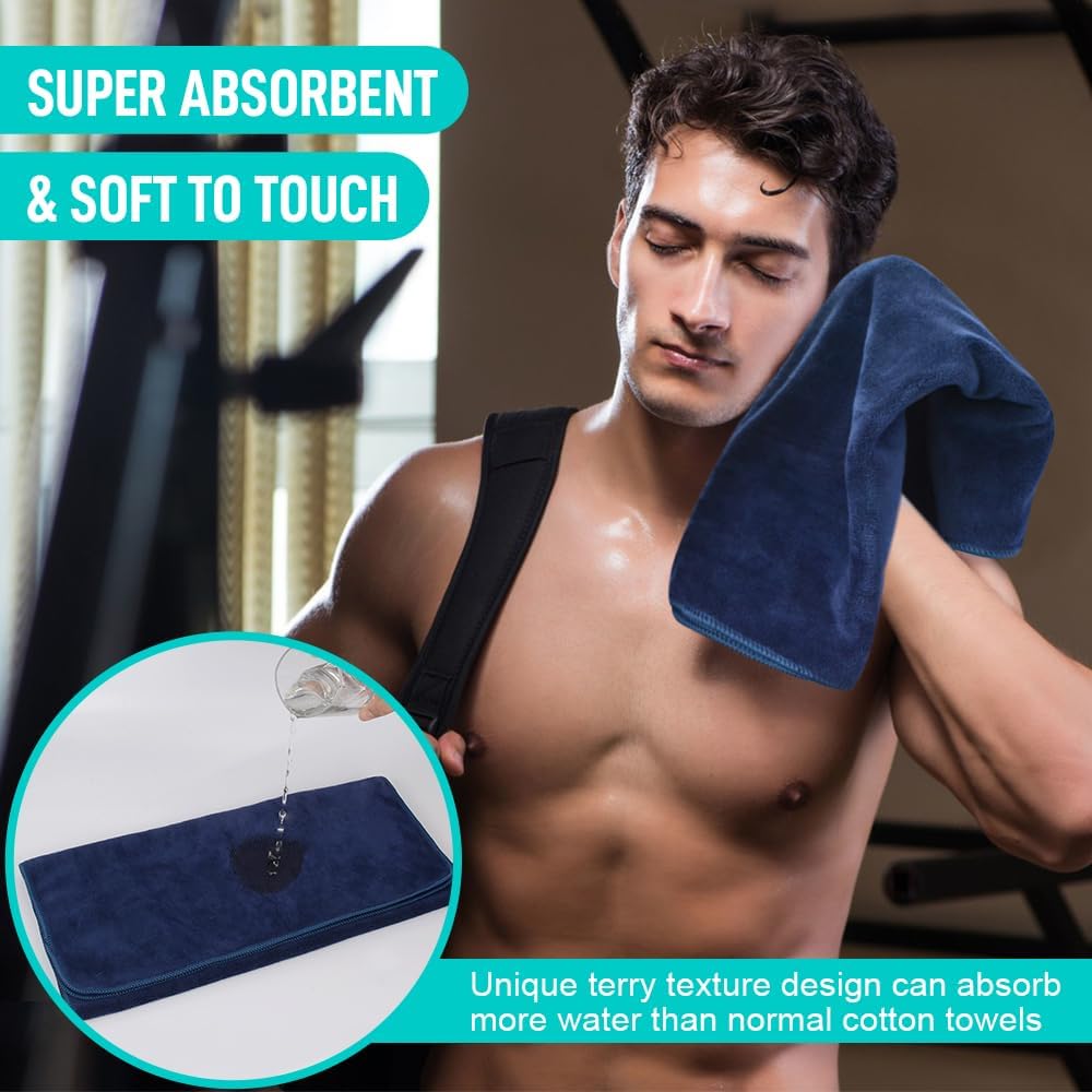 Microfiber Gym Towels, Workout Sweat Towel 16x32In