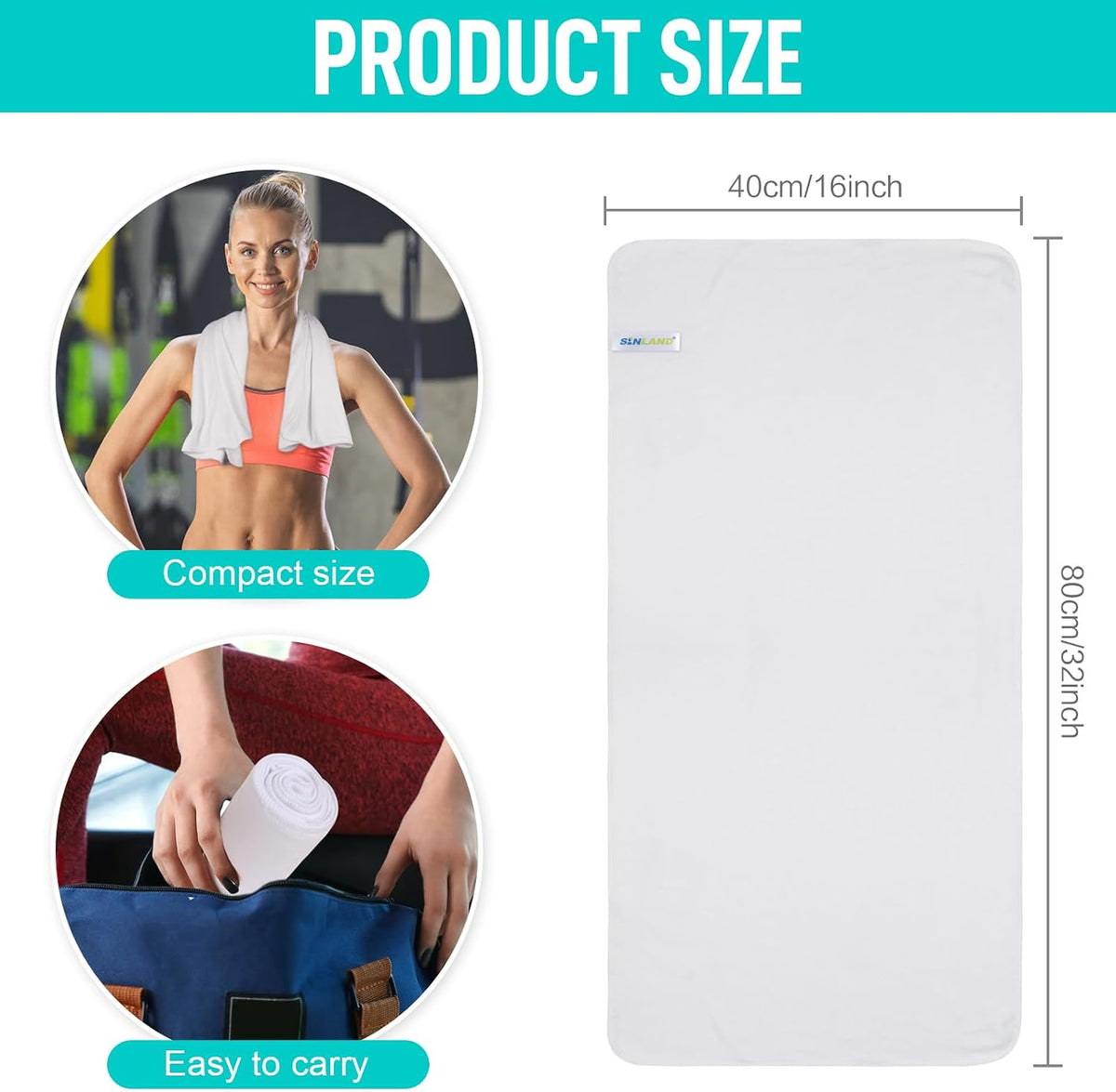 Microfiber Gym Towels, Workout Sweat Towel 16x32In