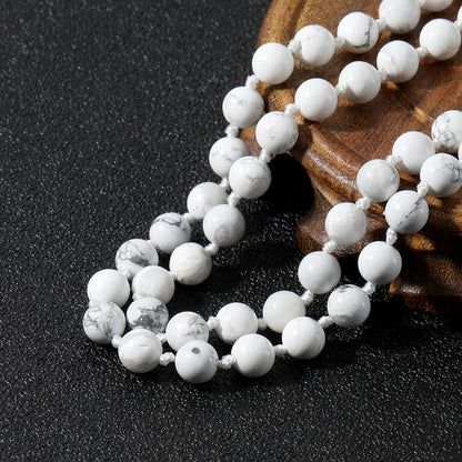 108 Mala Prayer Beads Necklace Natural Stones Meditation Yoga Jewery 108 Hand Knotted Japa Mala Beaded Long Tassel Necklace with Tree of Life Pendant for Men and Women