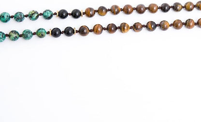 108 Mala Prayer Beads Necklace Natural Stones Meditation Yoga Jewery 108 Hand Knotted Japa Mala Beaded Long Tassel Necklace with Tree of Life Pendant for Men and Women