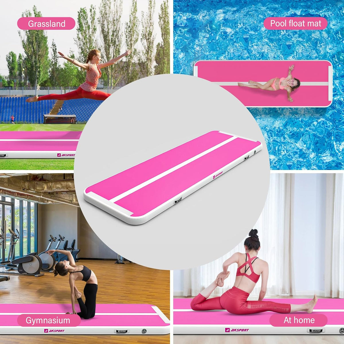 Gymnastics Air Mat Tumble Track Tumbling Mat Inflatable Floor Mats with Air Pump for Home Use/Tumble/Gym/Training/Cheerleading/Parkour/Beach/Park/Water