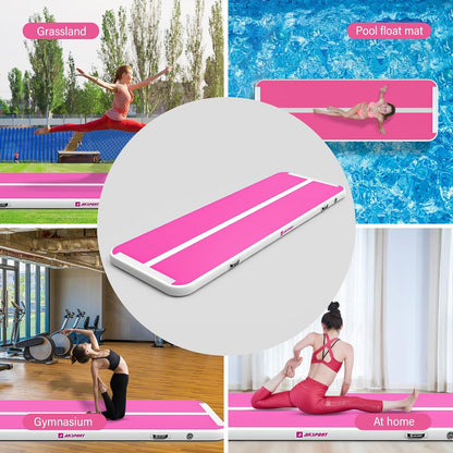 Gymnastics Air Mat Tumble Track Tumbling Mat Inflatable Floor Mats with Air Pump for Home Use/Tumble/Gym/Training/Cheerleading/Parkour/Beach/Park/Water