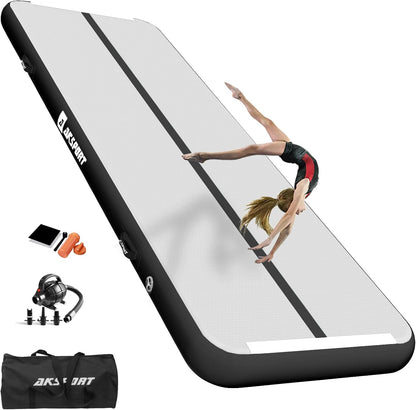 Gymnastics Air Mat Tumble Track Tumbling Mat Inflatable Floor Mats with Air Pump for Home Use/Tumble/Gym/Training/Cheerleading/Parkour/Beach/Park/Water