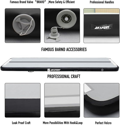 Gymnastics Air Mat Tumble Track Tumbling Mat Inflatable Floor Mats with Air Pump for Home Use/Tumble/Gym/Training/Cheerleading/Parkour/Beach/Park/Water