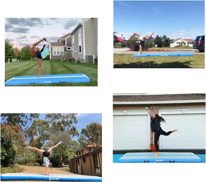 Gymnastics Air Mat Tumble Track Tumbling Mat Inflatable Floor Mats with Air Pump for Home Use/Tumble/Gym/Training/Cheerleading/Parkour/Beach/Park/Water