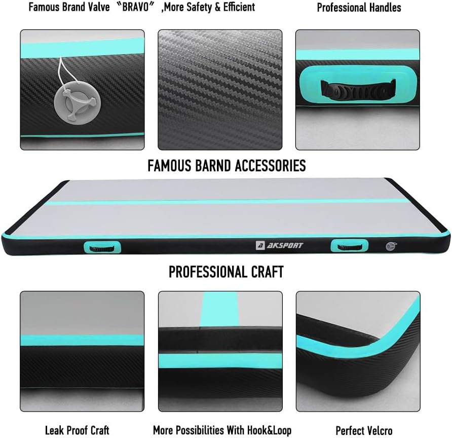 Gymnastics Air Mat Tumble Track Tumbling Mat Inflatable Floor Mats with Air Pump for Home Use/Tumble/Gym/Training/Cheerleading/Parkour/Beach/Park/Water
