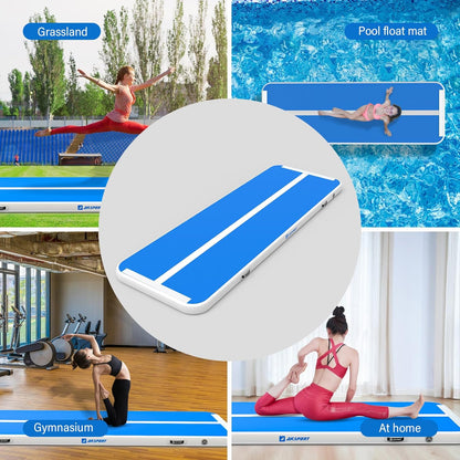 Gymnastics Air Mat Tumble Track Tumbling Mat Inflatable Floor Mats with Air Pump for Home Use/Tumble/Gym/Training/Cheerleading/Parkour/Beach/Park/Water