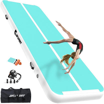 Gymnastics Air Mat Tumble Track Tumbling Mat Inflatable Floor Mats with Air Pump for Home Use/Tumble/Gym/Training/Cheerleading/Parkour/Beach/Park/Water