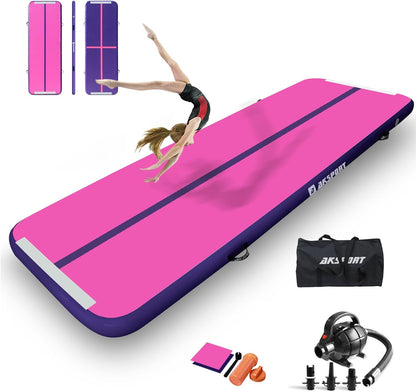 Gymnastics Air Mat Tumble Track Tumbling Mat Inflatable Floor Mats with Air Pump for Home Use/Tumble/Gym/Training/Cheerleading/Parkour/Beach/Park/Water