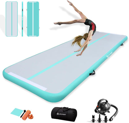 Gymnastics Air Mat Tumble Track Tumbling Mat Inflatable Floor Mats with Air Pump for Home Use/Tumble/Gym/Training/Cheerleading/Parkour/Beach/Park/Water