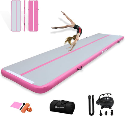Gymnastics Air Mat Tumble Track Tumbling Mat Inflatable Floor Mats with Air Pump for Home Use/Tumble/Gym/Training/Cheerleading/Parkour/Beach/Park/Water
