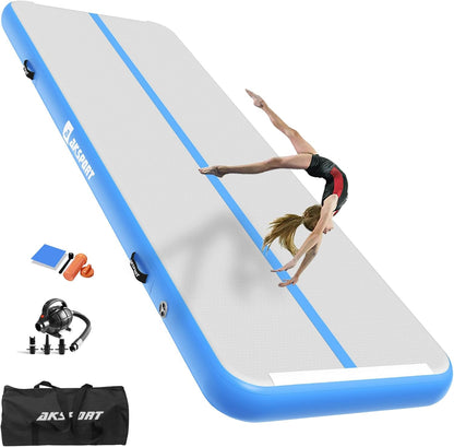 Gymnastics Air Mat Tumble Track Tumbling Mat Inflatable Floor Mats with Air Pump for Home Use/Tumble/Gym/Training/Cheerleading/Parkour/Beach/Park/Water
