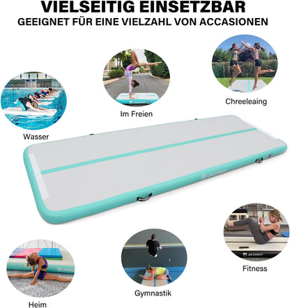 Gymnastics Air Mat Tumble Track Tumbling Mat Inflatable Floor Mats with Air Pump for Home Use/Tumble/Gym/Training/Cheerleading/Parkour/Beach/Park/Water