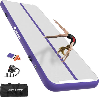 Gymnastics Air Mat Tumble Track Tumbling Mat Inflatable Floor Mats with Air Pump for Home Use/Tumble/Gym/Training/Cheerleading/Parkour/Beach/Park/Water