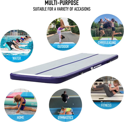 Gymnastics Air Mat Tumble Track Tumbling Mat Inflatable Floor Mats with Air Pump for Home Use/Tumble/Gym/Training/Cheerleading/Parkour/Beach/Park/Water
