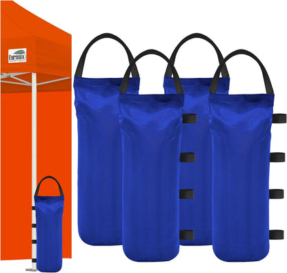 USA 4-Pack Universal Canopy Weights, Secure Wind Protection to Prevent Tipping, Easy Wrap-Around Installation Heavy Duty Sandbags (Without Sand), Fits All Instant Shelter Legs,Blue