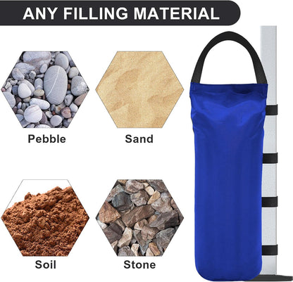 USA 4-Pack Universal Canopy Weights, Secure Wind Protection to Prevent Tipping, Easy Wrap-Around Installation Heavy Duty Sandbags (Without Sand), Fits All Instant Shelter Legs,Blue