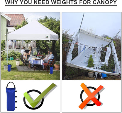 USA 4-Pack Universal Canopy Weights, Secure Wind Protection to Prevent Tipping, Easy Wrap-Around Installation Heavy Duty Sandbags (Without Sand), Fits All Instant Shelter Legs,Blue