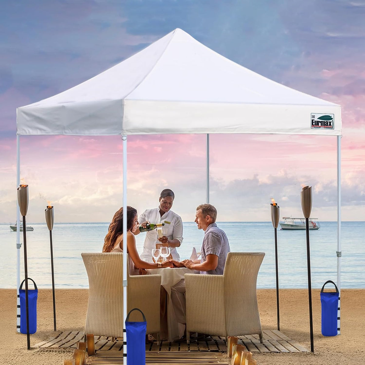 USA 4-Pack Universal Canopy Weights, Secure Wind Protection to Prevent Tipping, Easy Wrap-Around Installation Heavy Duty Sandbags (Without Sand), Fits All Instant Shelter Legs,Blue