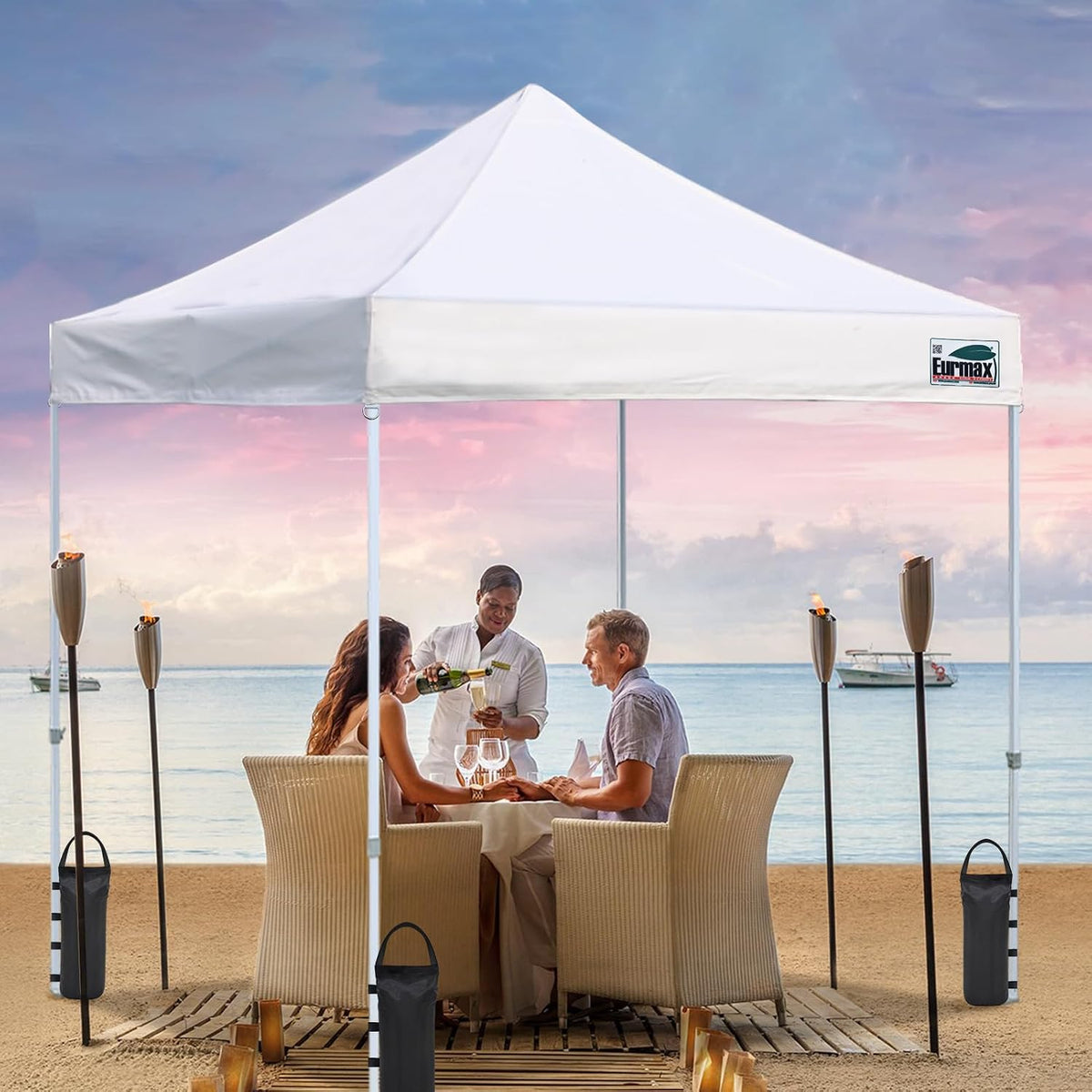 USA 4-Pack Universal Canopy Weights, Secure Wind Protection to Prevent Tipping, Easy Wrap-Around Installation Heavy Duty Sandbags (Without Sand), Fits All Instant Shelter Legs,Blue