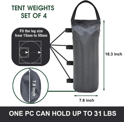 USA 4-Pack Universal Canopy Weights, Secure Wind Protection to Prevent Tipping, Easy Wrap-Around Installation Heavy Duty Sandbags (Without Sand), Fits All Instant Shelter Legs,Blue