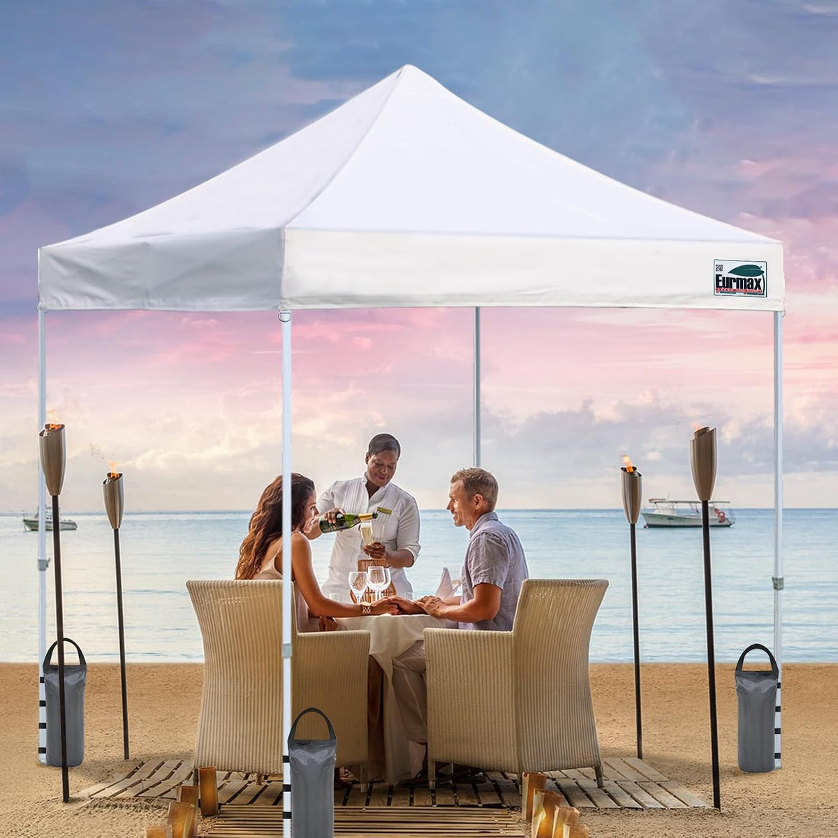 USA 4-Pack Universal Canopy Weights, Secure Wind Protection to Prevent Tipping, Easy Wrap-Around Installation Heavy Duty Sandbags (Without Sand), Fits All Instant Shelter Legs,Blue