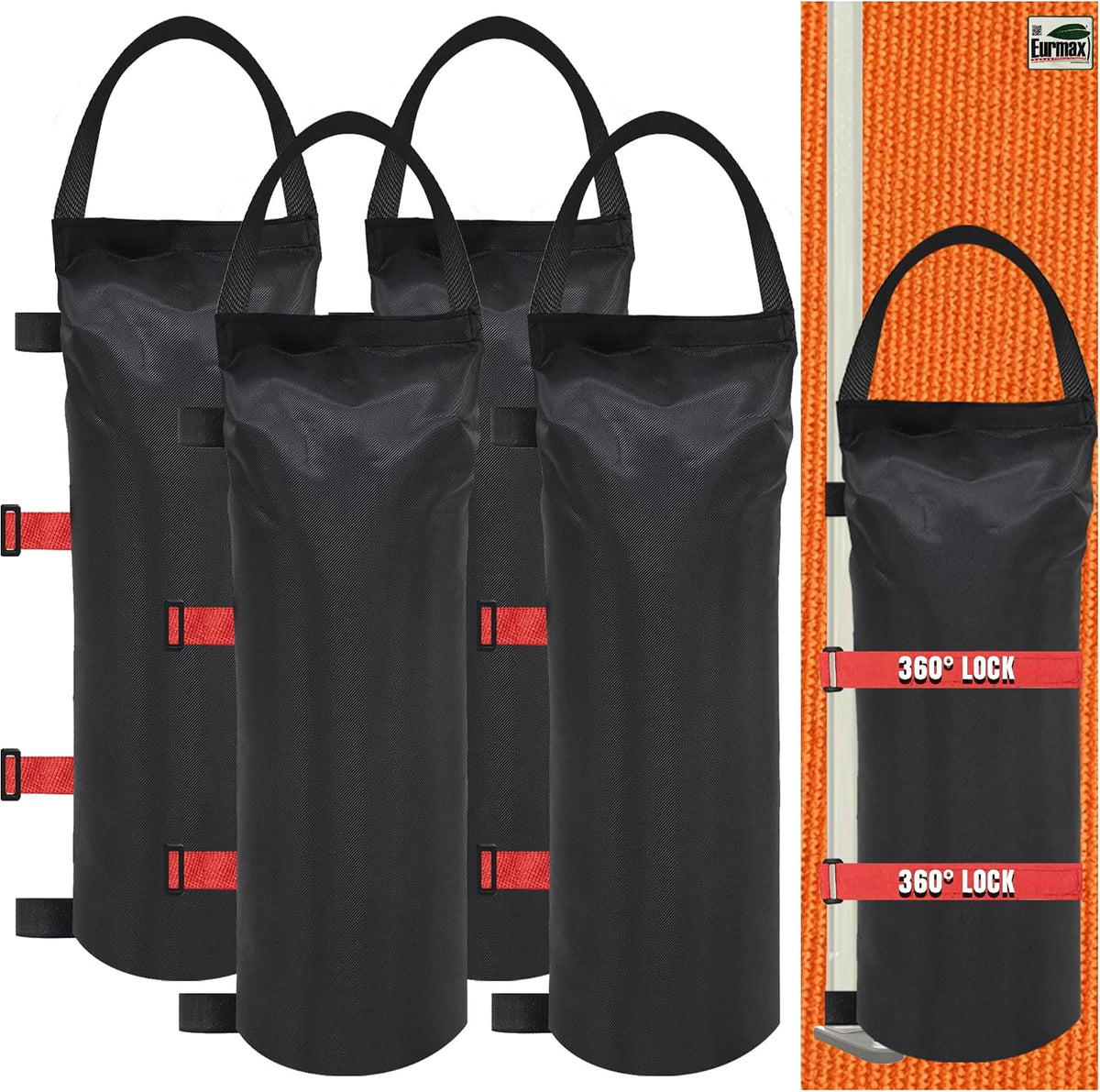 USA 4-Pack Universal Canopy Weights, Secure Wind Protection to Prevent Tipping, Easy Wrap-Around Installation Heavy Duty Sandbags (Without Sand), Fits All Instant Shelter Legs,Blue