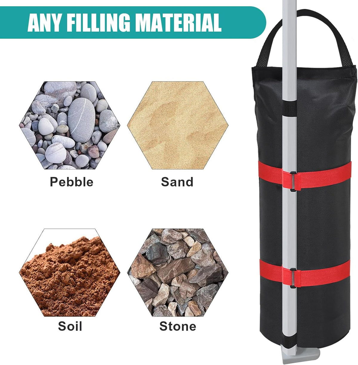 USA 4-Pack Universal Canopy Weights, Secure Wind Protection to Prevent Tipping, Easy Wrap-Around Installation Heavy Duty Sandbags (Without Sand), Fits All Instant Shelter Legs,Blue