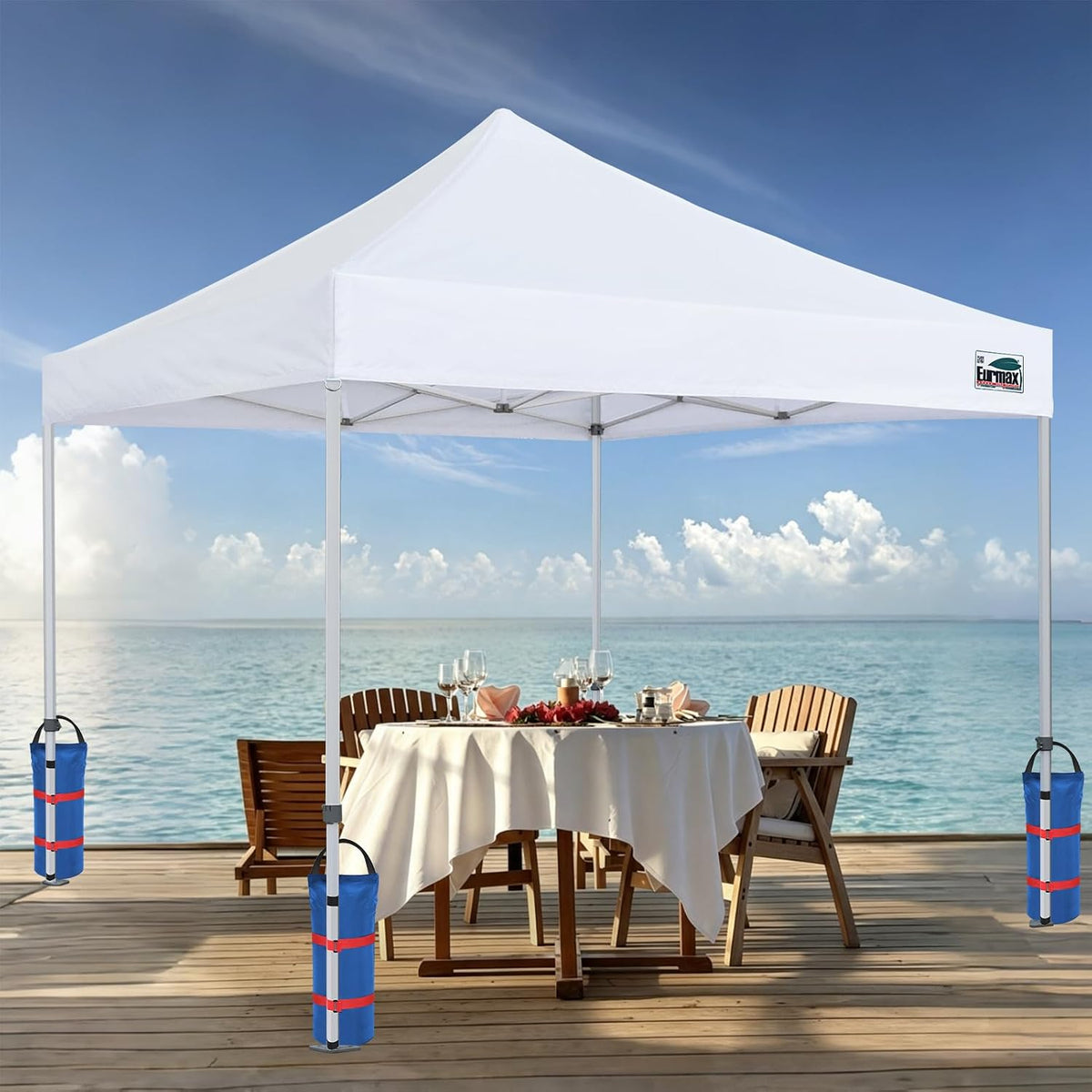 USA 4-Pack Universal Canopy Weights, Secure Wind Protection to Prevent Tipping, Easy Wrap-Around Installation Heavy Duty Sandbags (Without Sand), Fits All Instant Shelter Legs,Blue