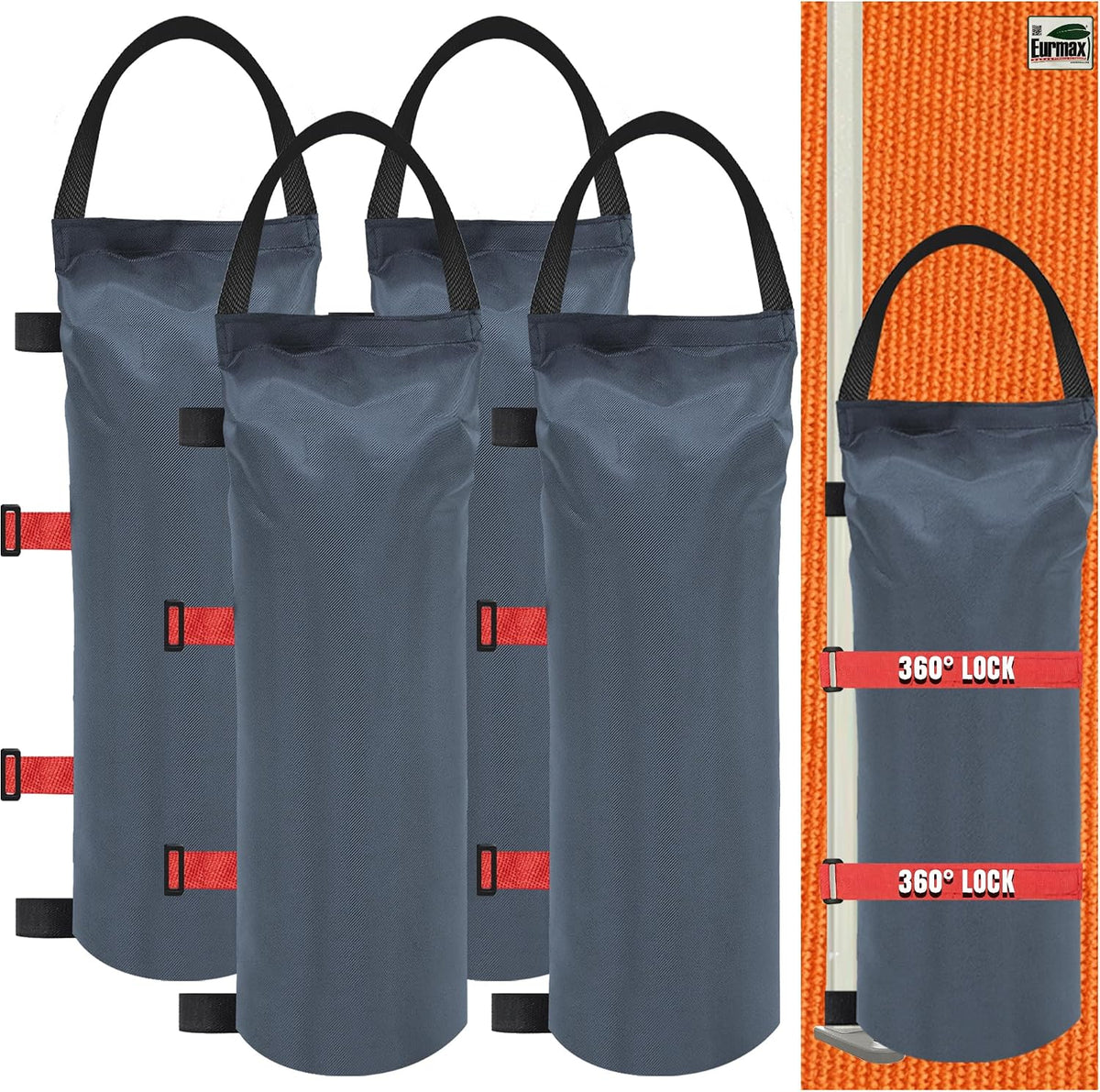 USA 4-Pack Universal Canopy Weights, Secure Wind Protection to Prevent Tipping, Easy Wrap-Around Installation Heavy Duty Sandbags (Without Sand), Fits All Instant Shelter Legs,Blue
