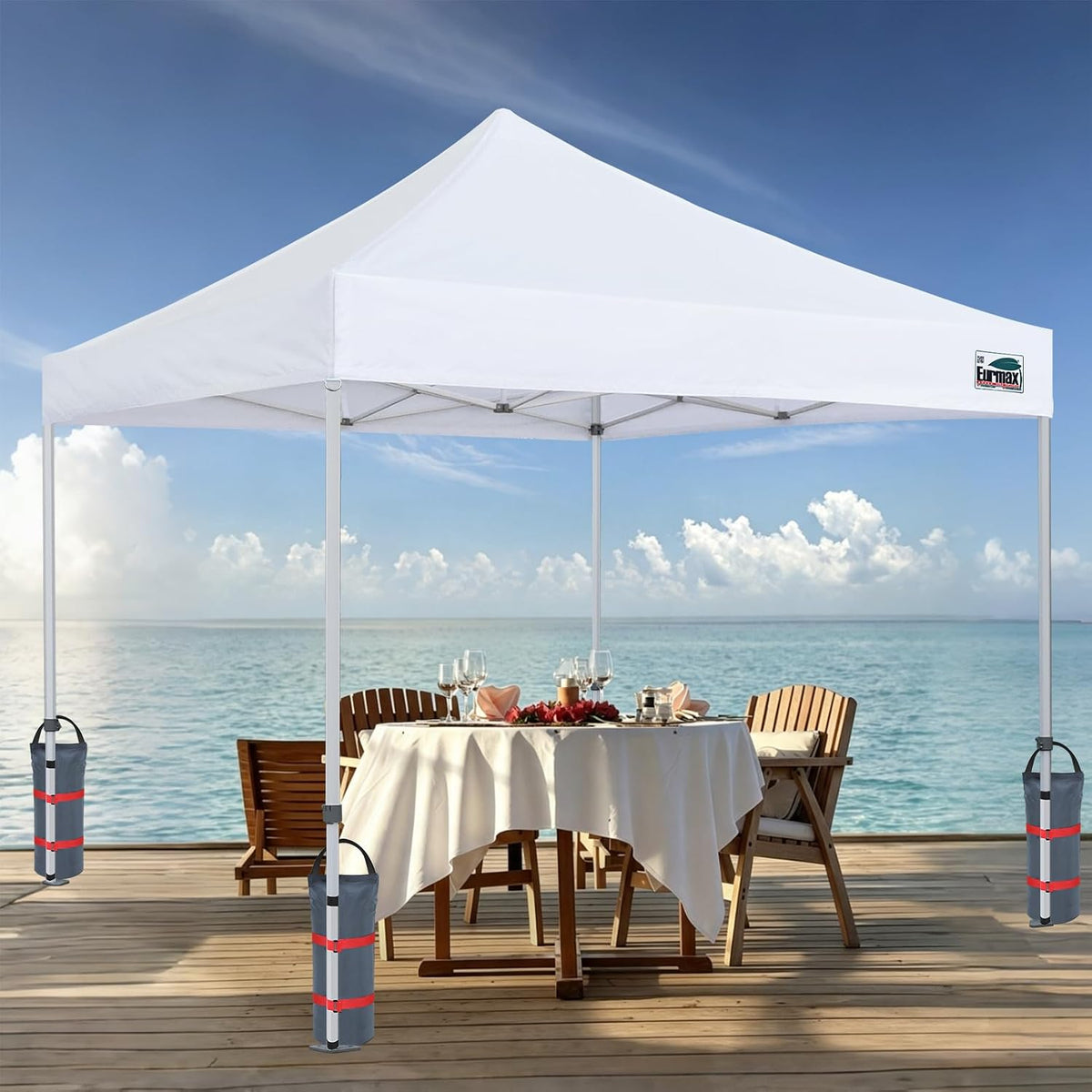 USA 4-Pack Universal Canopy Weights, Secure Wind Protection to Prevent Tipping, Easy Wrap-Around Installation Heavy Duty Sandbags (Without Sand), Fits All Instant Shelter Legs,Blue