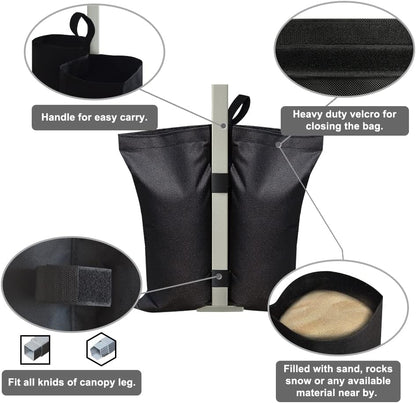 USA 4-Pack Universal Canopy Weights, Secure Wind Protection to Prevent Tipping, Easy Wrap-Around Installation Heavy Duty Sandbags (Without Sand), Fits All Instant Shelter Legs,Blue