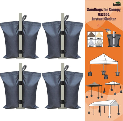 USA 4-Pack Universal Canopy Weights, Secure Wind Protection to Prevent Tipping, Easy Wrap-Around Installation Heavy Duty Sandbags (Without Sand), Fits All Instant Shelter Legs,Blue