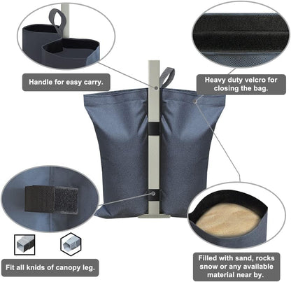 USA 4-Pack Universal Canopy Weights, Secure Wind Protection to Prevent Tipping, Easy Wrap-Around Installation Heavy Duty Sandbags (Without Sand), Fits All Instant Shelter Legs,Blue