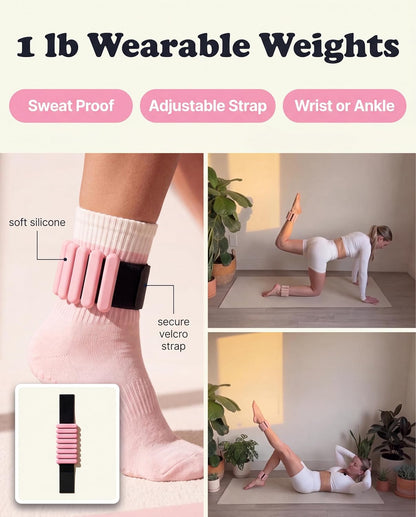 Complete Pilates Kit – 16 Piece Pink Ring, Ball, Socks, Bands & Weights Set