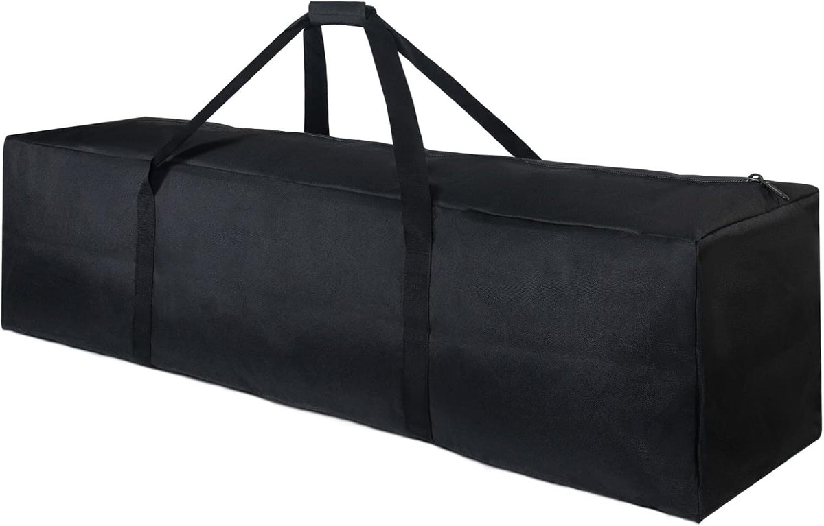 1-Pack 46 Inch Extra Large Zippered Duffel Bag for Travel Camping Sports Equipment Storage, Waterproof Foldable Luggage Bag with Padded Handles (Black)