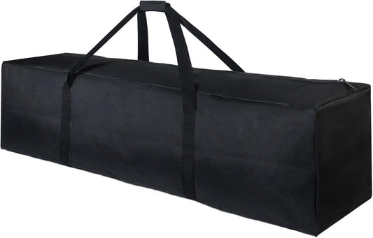 1-Pack 46 Inch Extra Large Zippered Duffel Bag for Travel Camping Sports Equipment Storage, Waterproof Foldable Luggage Bag with Padded Handles (Black)