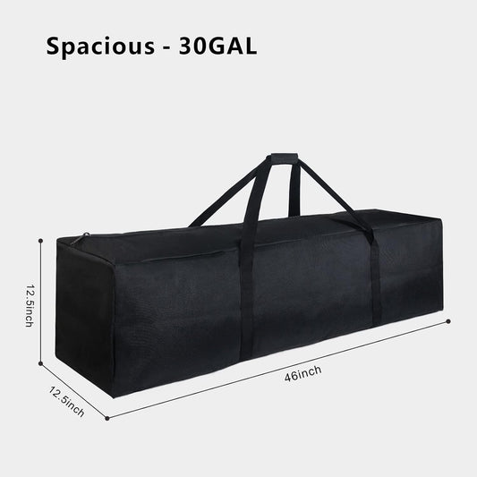 1-Pack 46 Inch Extra Large Zippered Duffel Bag for Travel Camping Sports Equipment Storage, Waterproof Foldable Luggage Bag with Padded Handles (Black)