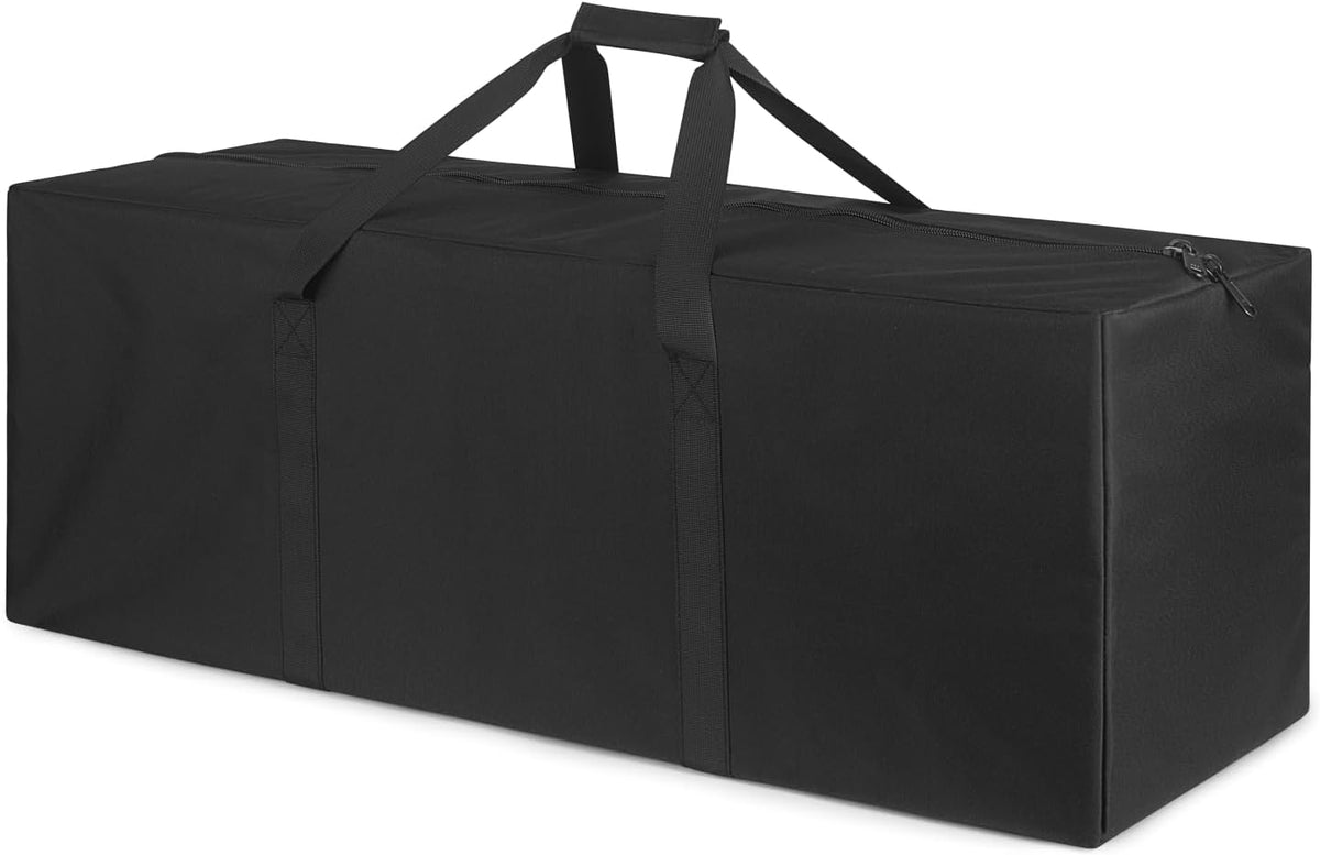 1-Pack 46 Inch Extra Large Zippered Duffel Bag for Travel Camping Sports Equipment Storage, Waterproof Foldable Luggage Bag with Padded Handles (Black)