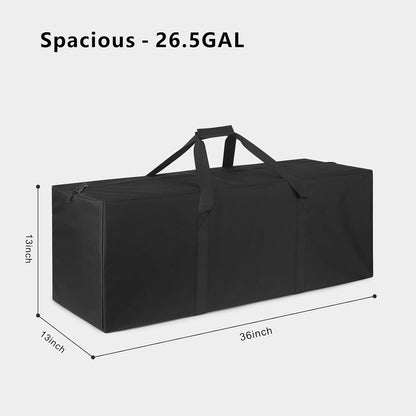 1-Pack 46 Inch Extra Large Zippered Duffel Bag for Travel Camping Sports Equipment Storage, Waterproof Foldable Luggage Bag with Padded Handles (Black)