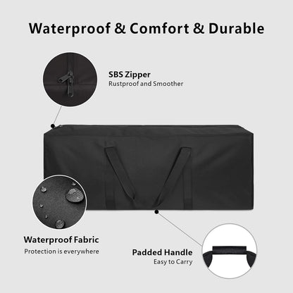 1-Pack 46 Inch Extra Large Zippered Duffel Bag for Travel Camping Sports Equipment Storage, Waterproof Foldable Luggage Bag with Padded Handles (Black)