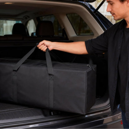 1-Pack 46 Inch Extra Large Zippered Duffel Bag for Travel Camping Sports Equipment Storage, Waterproof Foldable Luggage Bag with Padded Handles (Black)